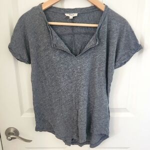 Madewell Henley Gray Women's Shortsleeve V-neck Top XS Comfy Casual